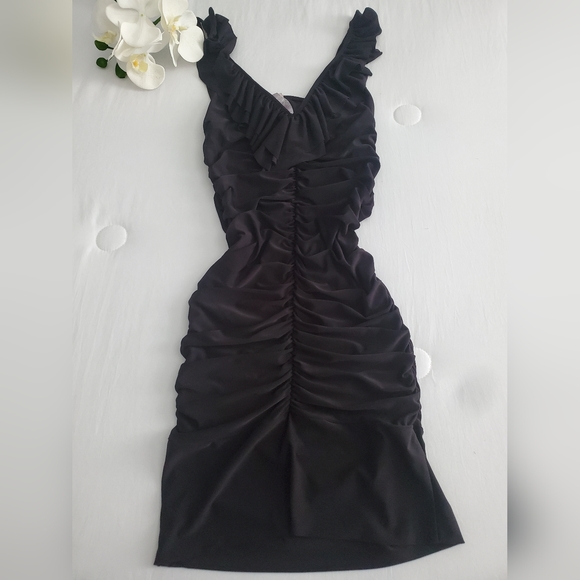Agaci black rushed dress size S - Picture 1 of 7